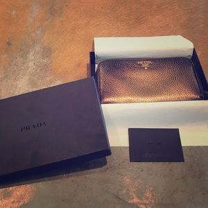 Prada Vitello Daino Antik Wallet in Bronze